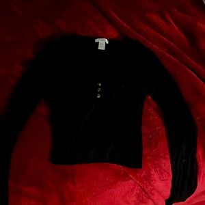 Goth long sleeve button down crop